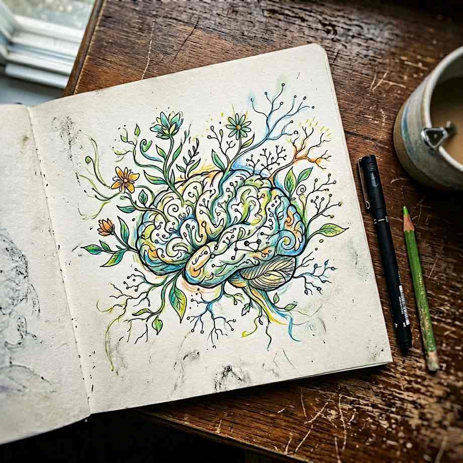 성장 마인드셋을 상징하는 뇌 그림