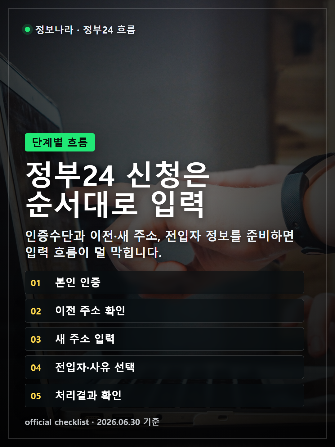 정부24 전입신고 신청 흐름 단계별 안내